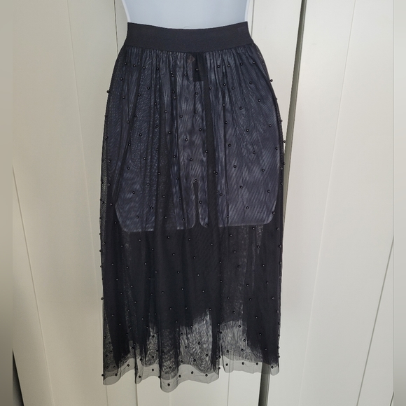 NWT Rare Deadstock Victoria's Secret Beaded Sheer Tulle Sexy Leather Midi Skirt - Picture 16 of 16